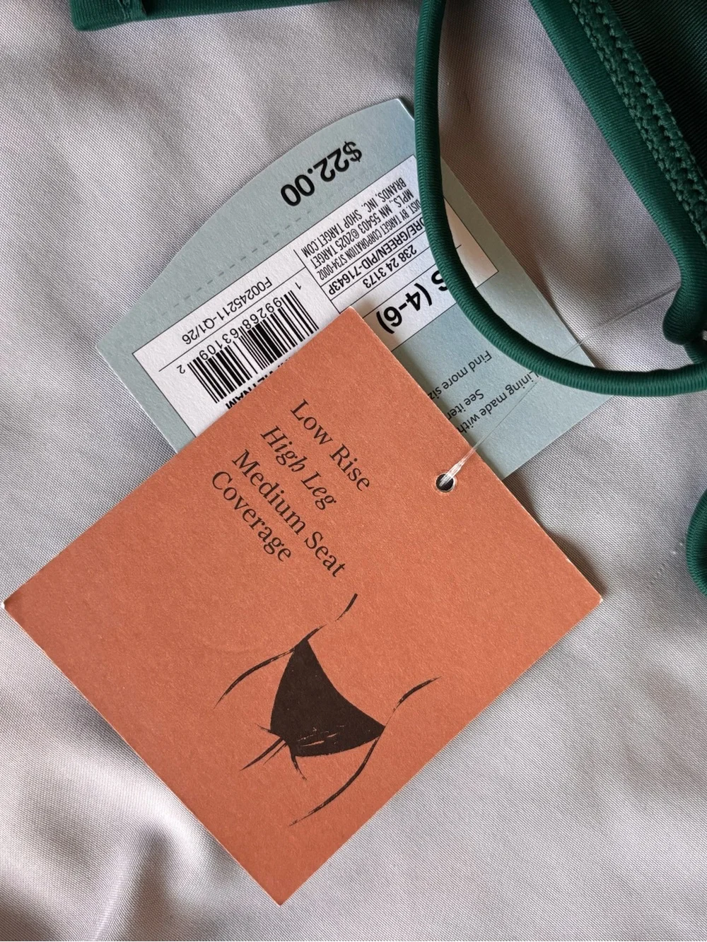 Shade & Shore Green Tie-Side Cheeky Low Rise Bikini Bottom Small NWT